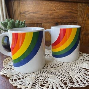 Vintage Rainbow Mug FTDA 1984 Rainbow Mug Set of 2